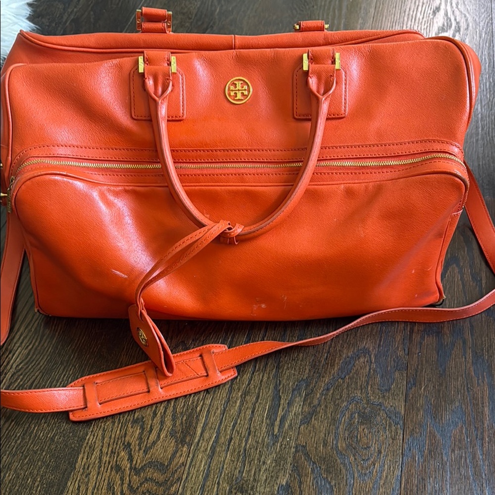 Tory Burch Vibrant Orange Leather carry on